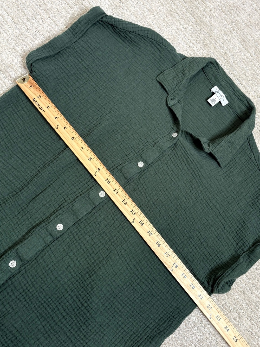 Jessica Simpson Cotton Gauze Short Sleeve Shirt Womens Size Large Forest Green - Picture 7 of 10
